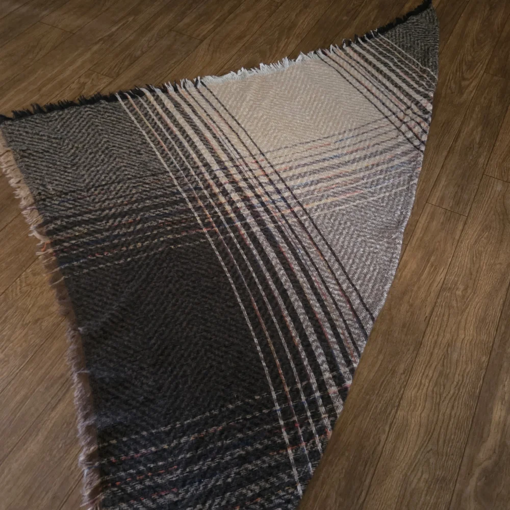 Cozy Chic – Oversized Plaid Triangle Blanket Scarf Shawl Hints Of Color